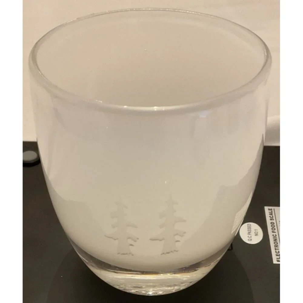 Retired Pre-Triskelion Glassybaby “Grove” Etched Holiday Votive With Name Disc